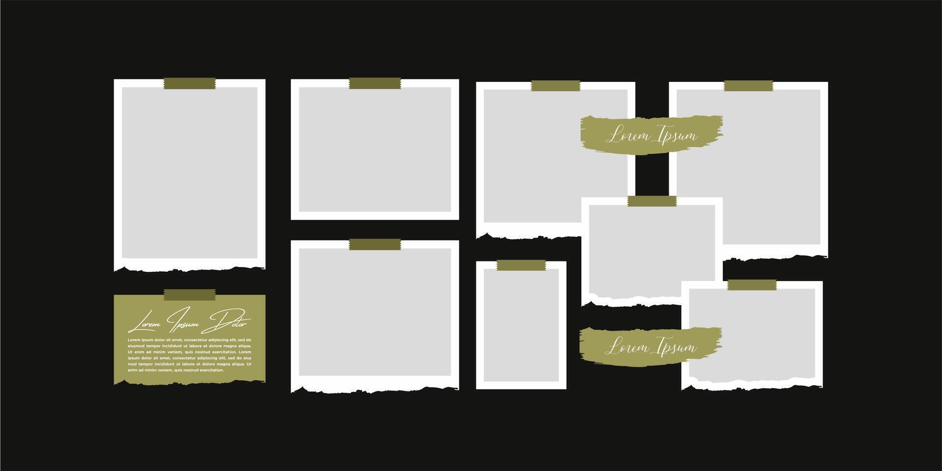 Collage photo frames set with text vector