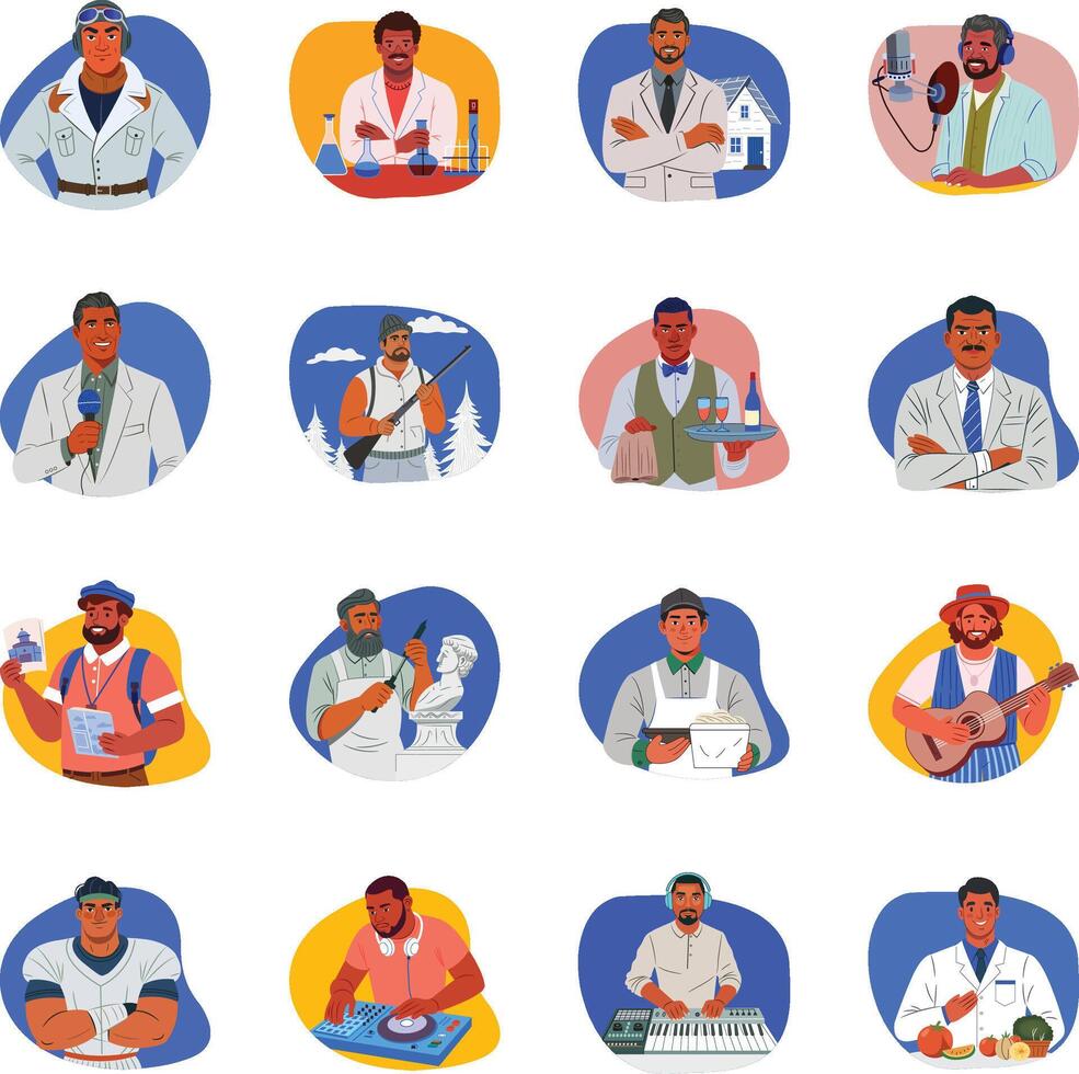 16 Professional Person Flat Style Illustrations vector