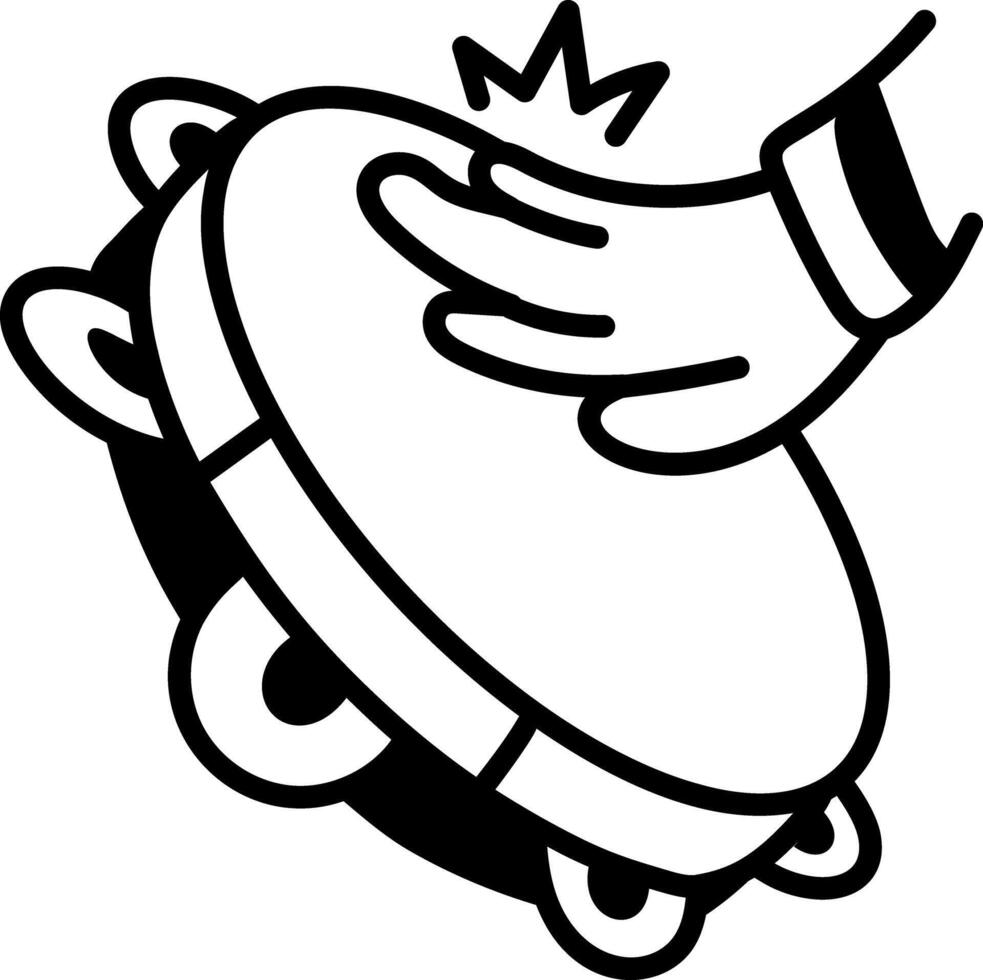 Tambourine icon in hand drawn style vector