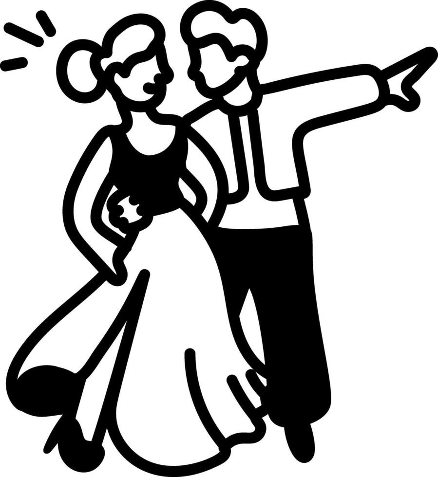 Flamenco couple icon in hand drawn style vector