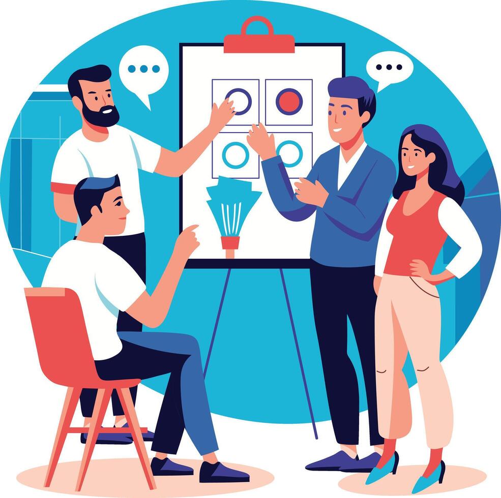 A flat illustration of employee discussion vector