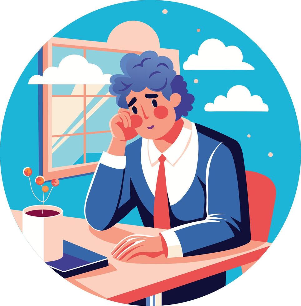 Busy brain flat illustration of a man vector