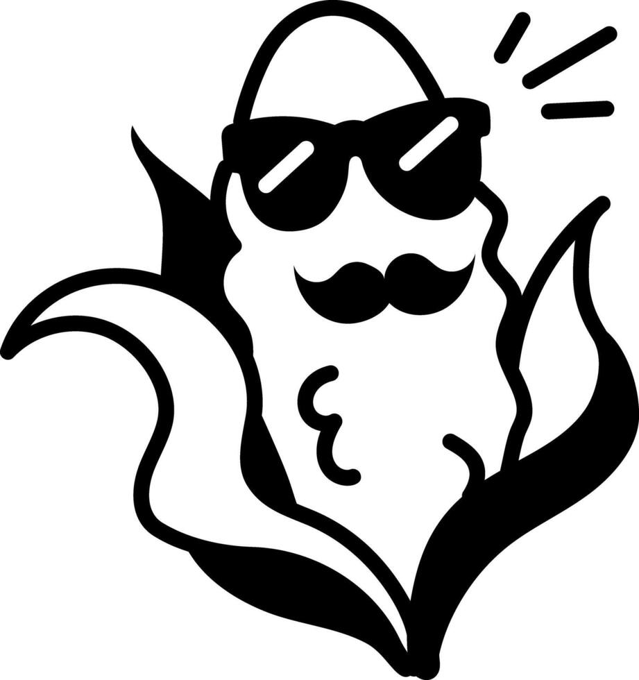 A hand drawn icon of a corn wearing goggles vector