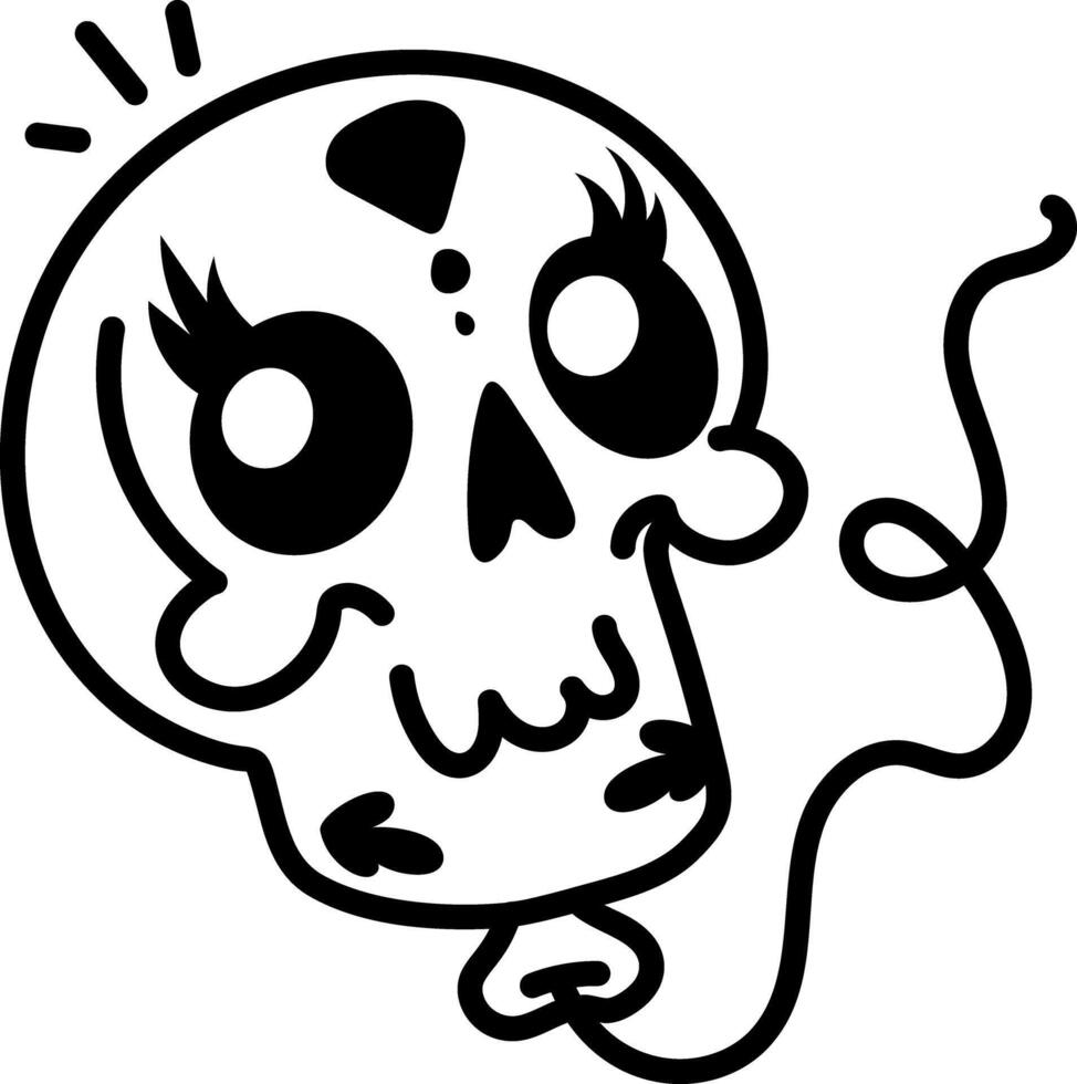 Skull balloon icon in hand drawn style vector