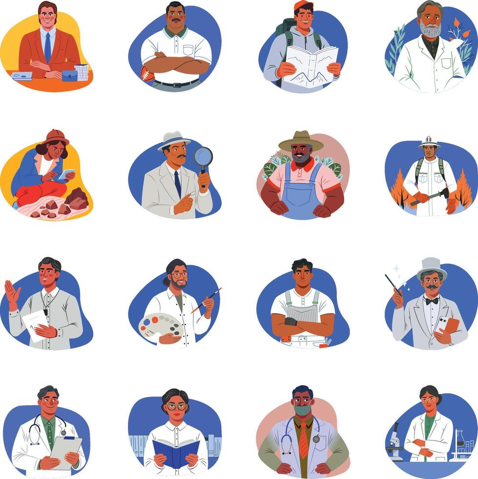 Set of Occupation Flat Style Illustrations vector