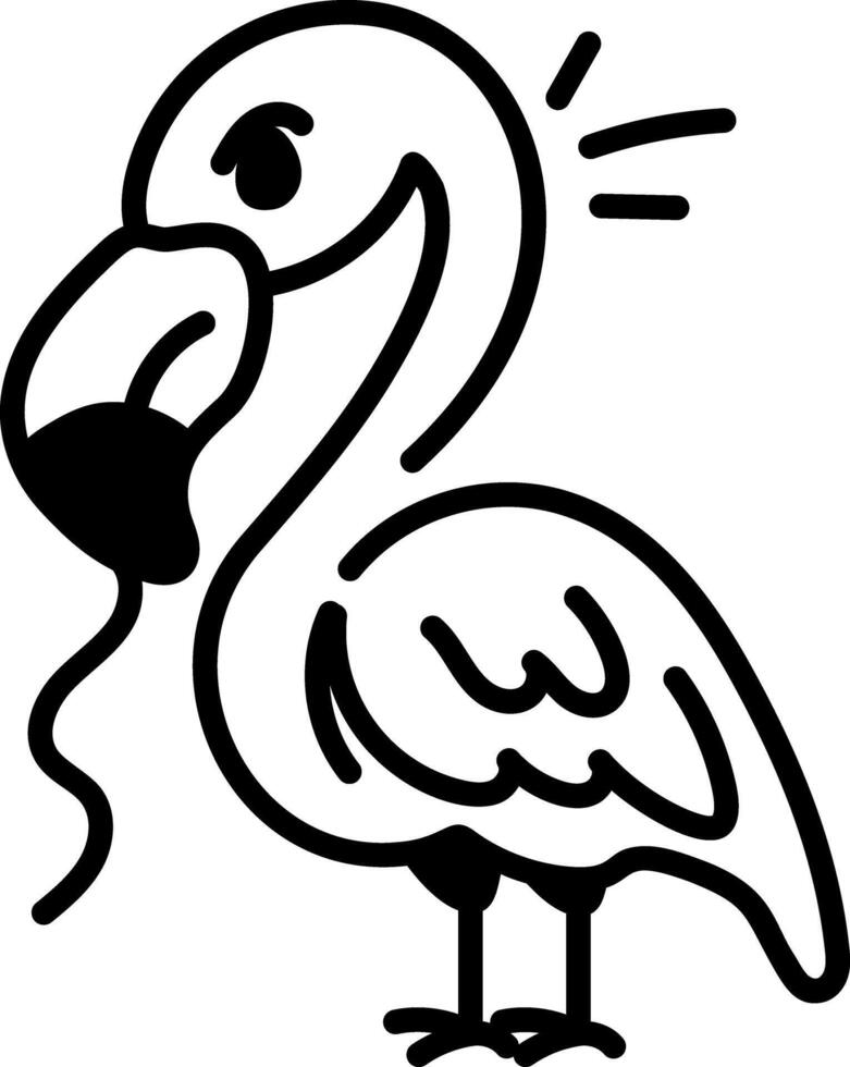 Flamingo bird icon in hand drawn style vector