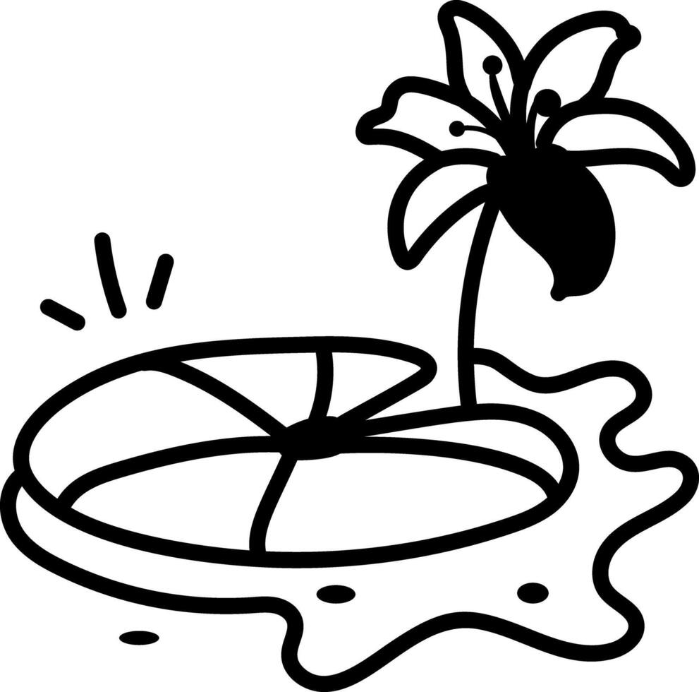 Water lily plant icon in and drawn style vector