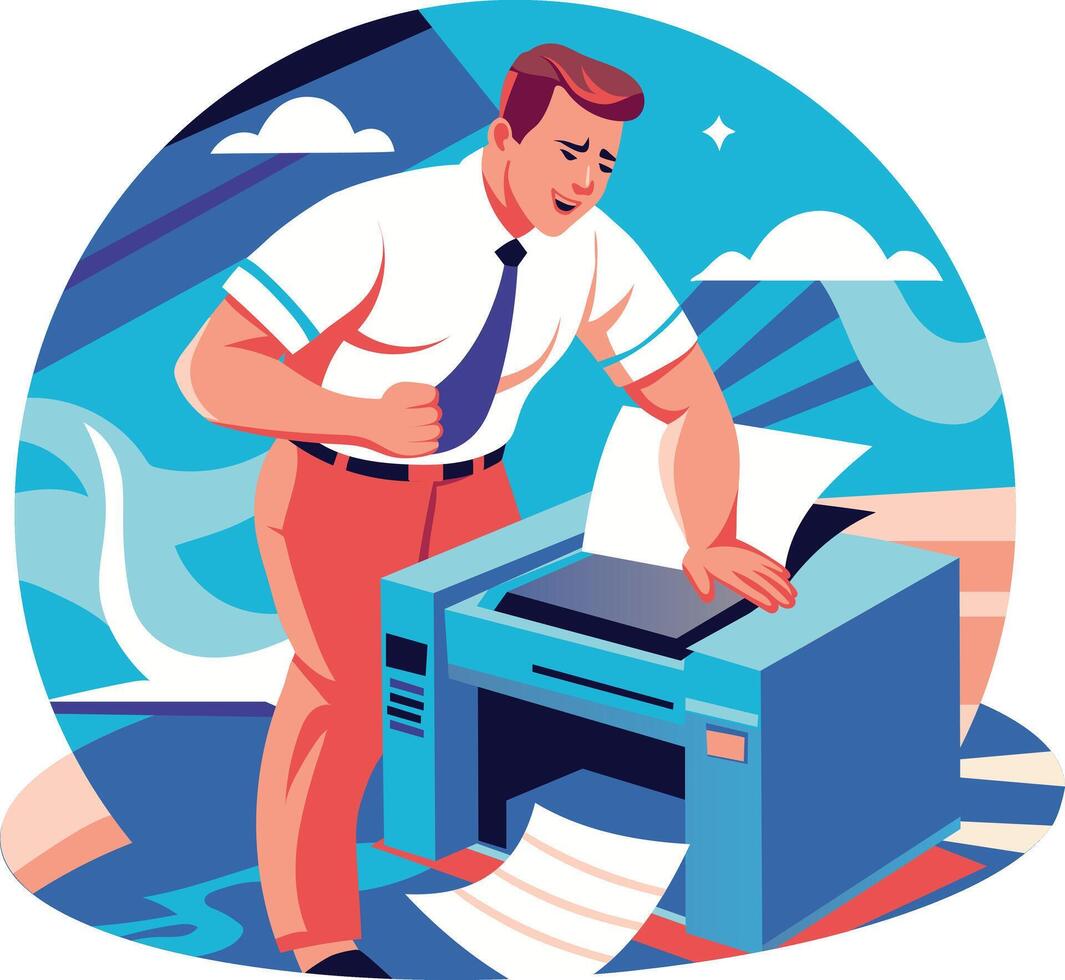 Printing character illustration in flat style vector