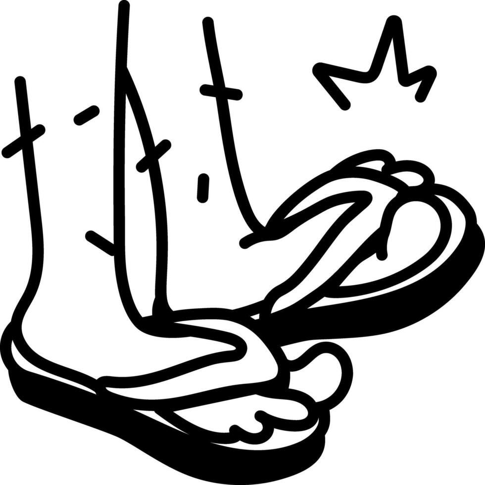 A hand drawn icon of beach flip flops vector
