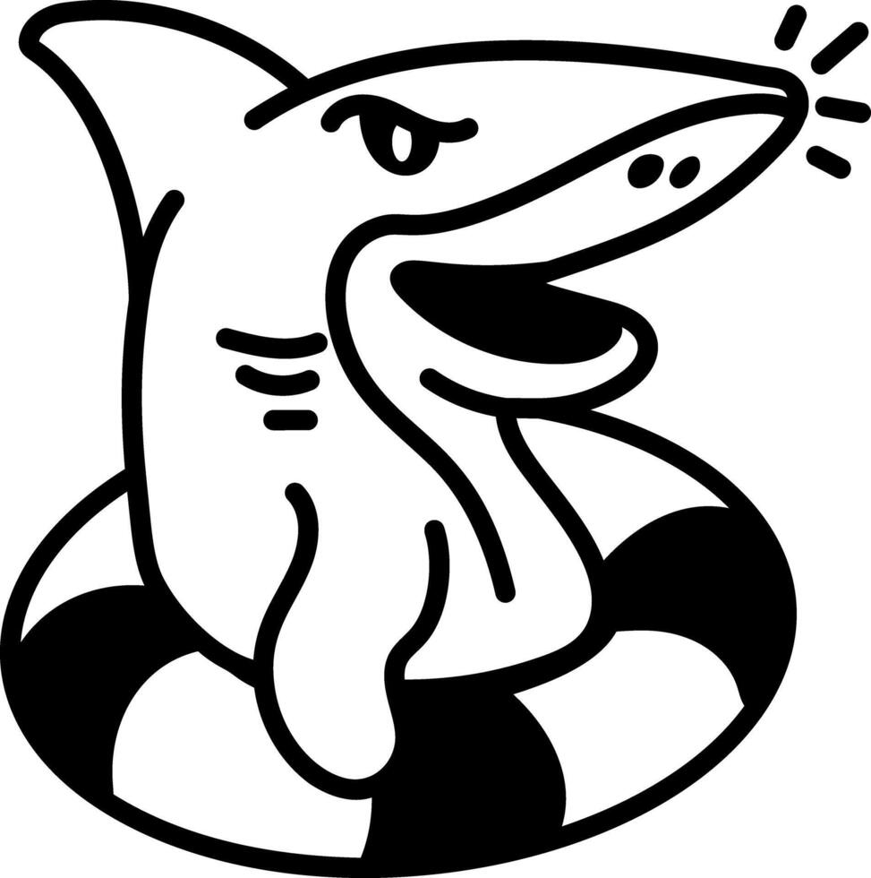 A hand drawn icon of dangerous shark vector