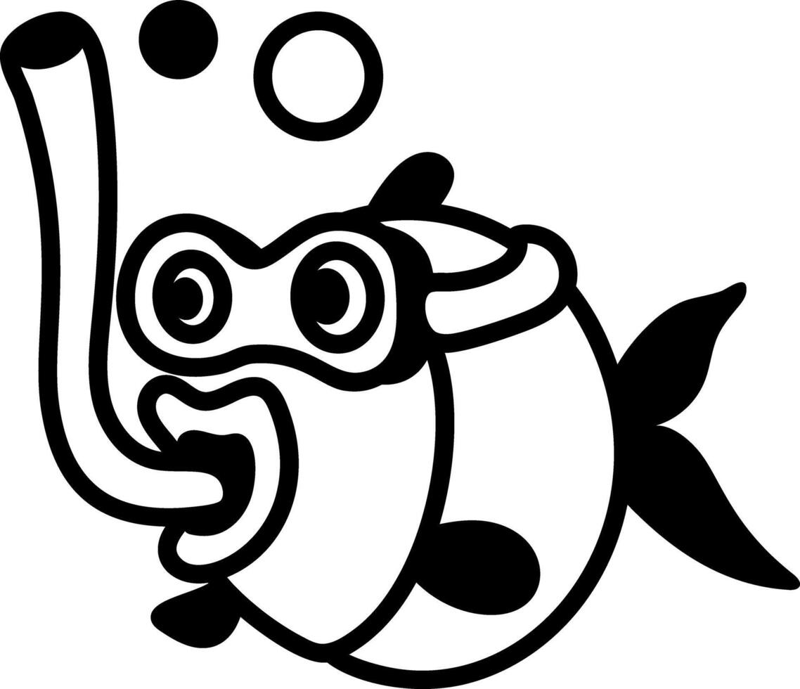 Fish diver icon in hand drawn style vector