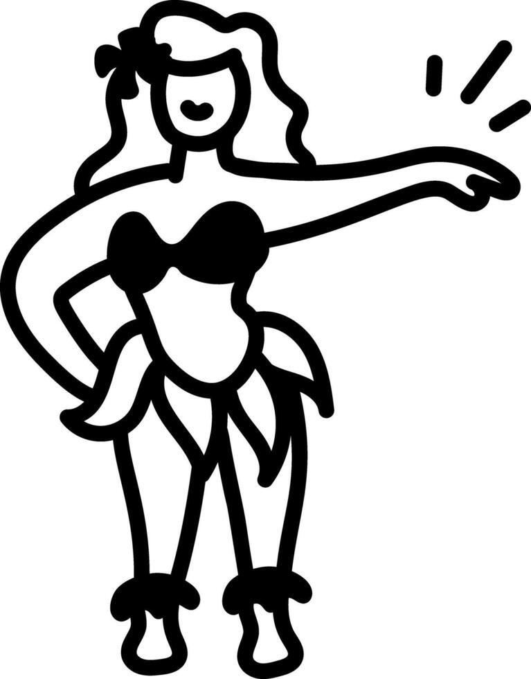 A hand drawn icon of beach hula dance vector