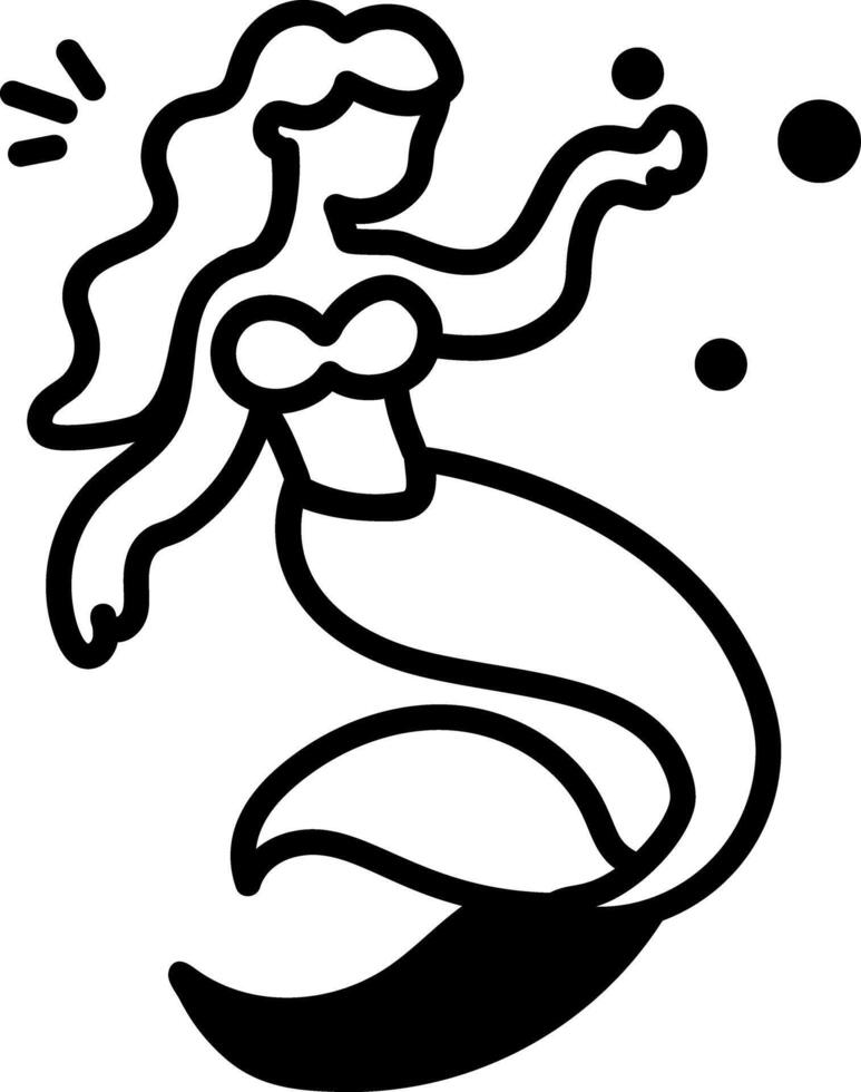 A hand drawn icon of a beautiful mermaid vector