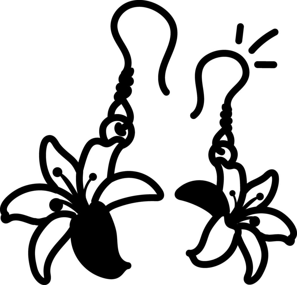 Floral earrings icon in hand drawn style vector