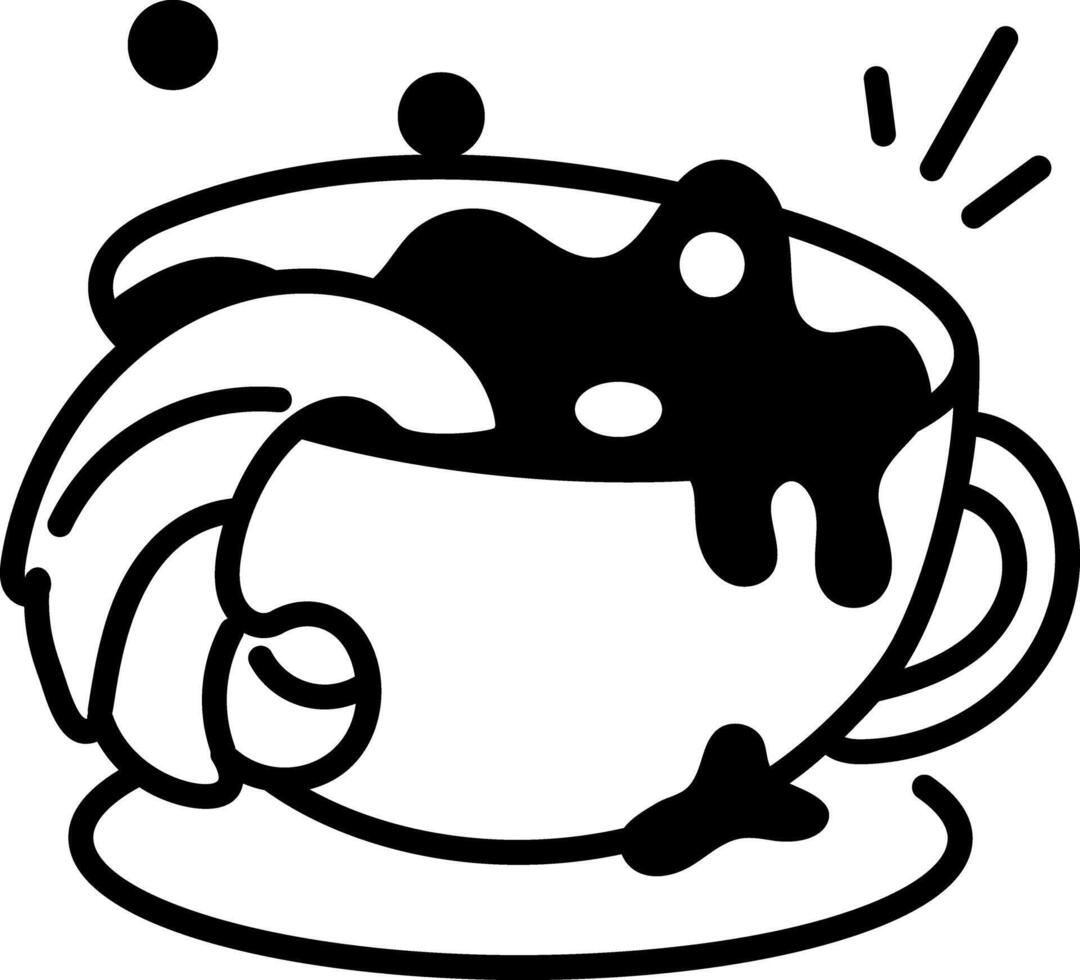 Hot chocolate cup icon in doodle style vector
