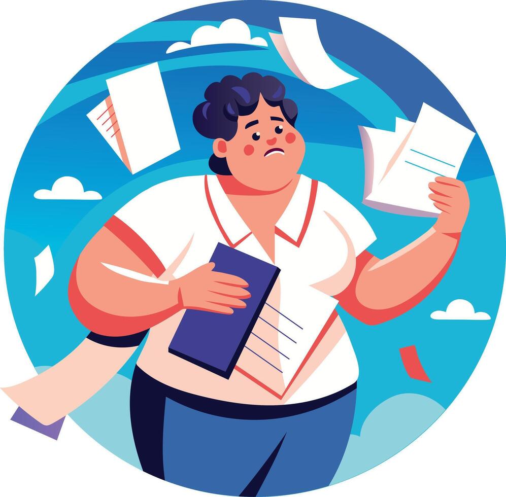 Task burden illustration in flat style vector