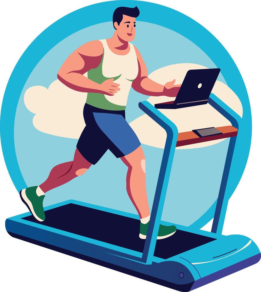 Work treadmill illustration of a character in flat style vector