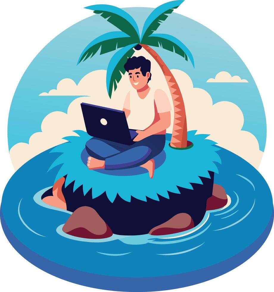 A man doing outdoor work, flat style illustration vector