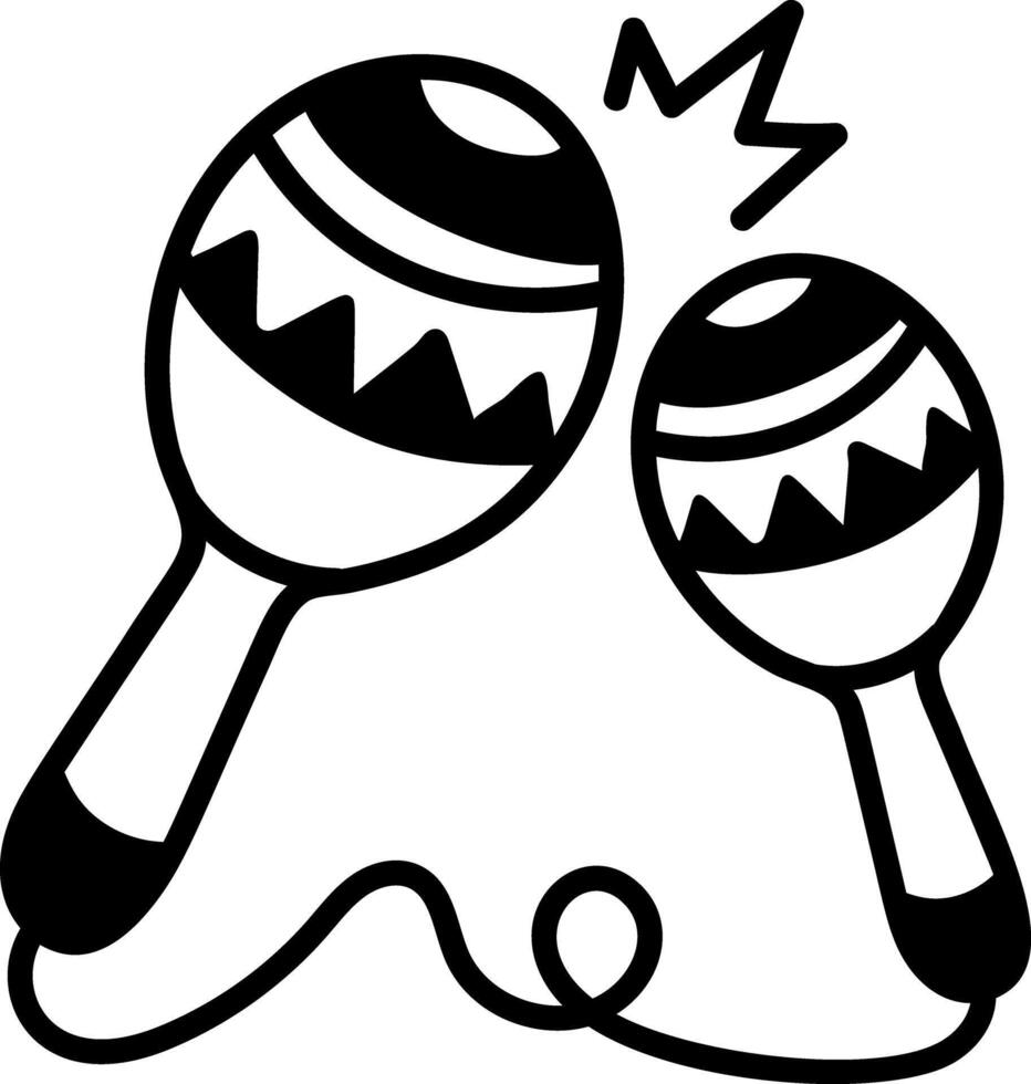 Maracas icon in hand drawn style vector