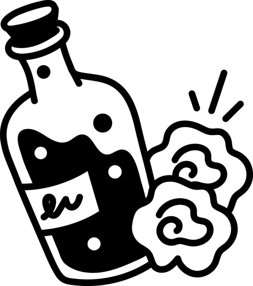 Wine bottle icon in hand drawn style vector