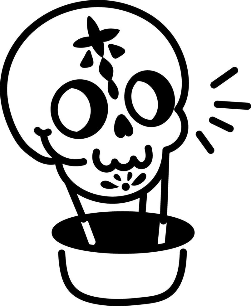 Skull art icon in hand drawn style vector