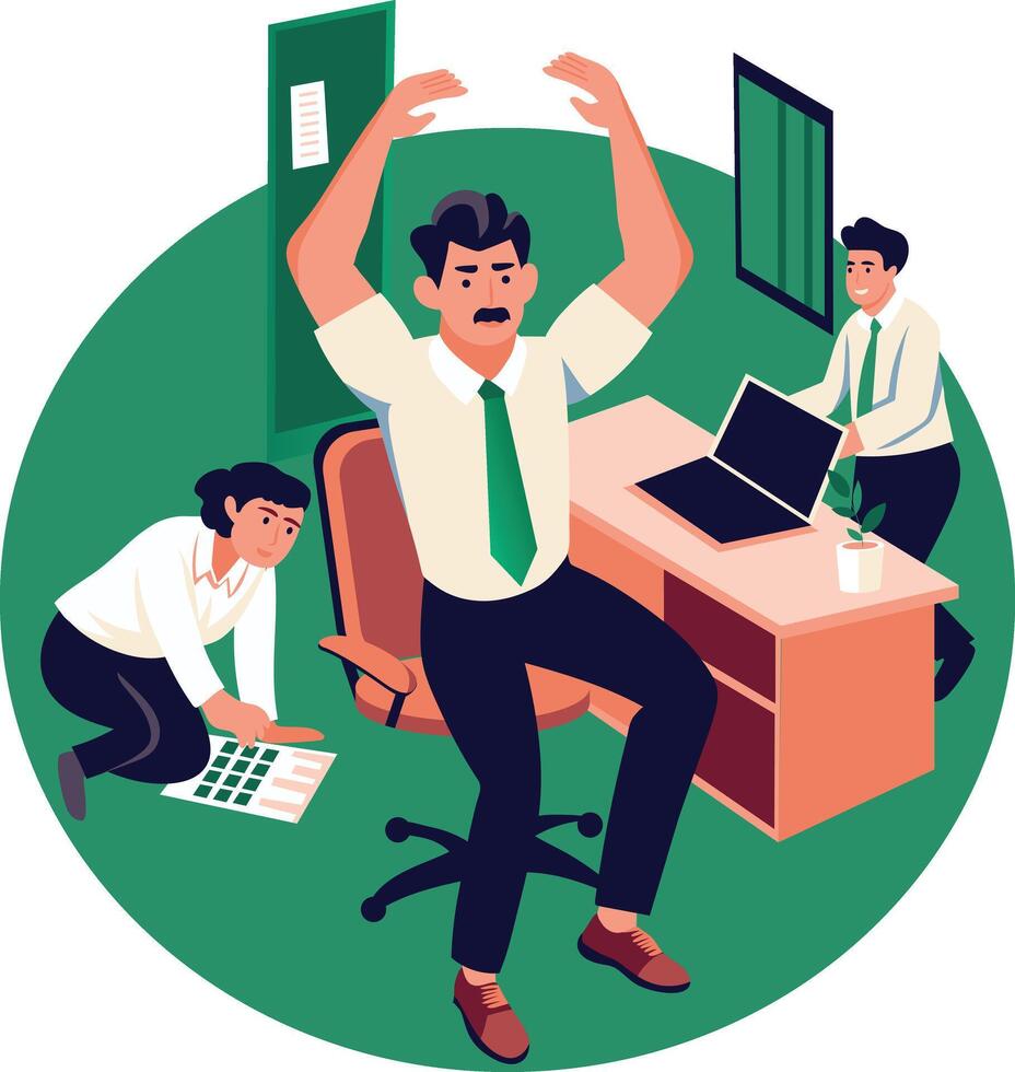 A flat illustration of office stressful environment vector
