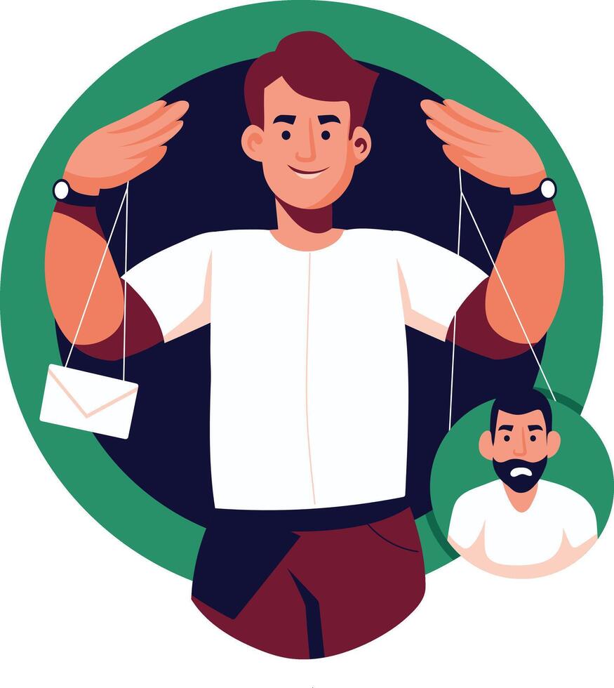 A flat illustration of a work puppet character vector