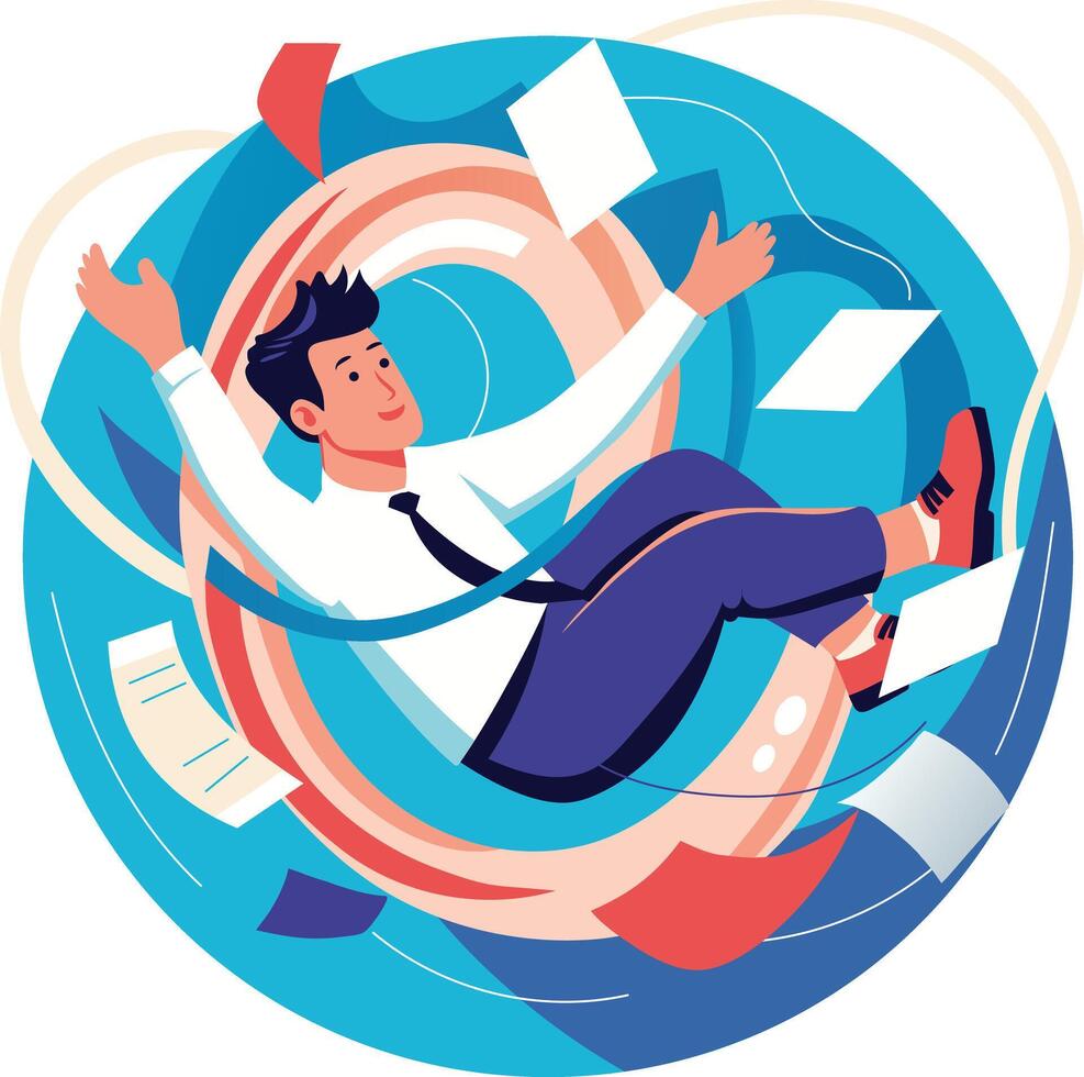 Work pressure illustration of a character in flat style vector