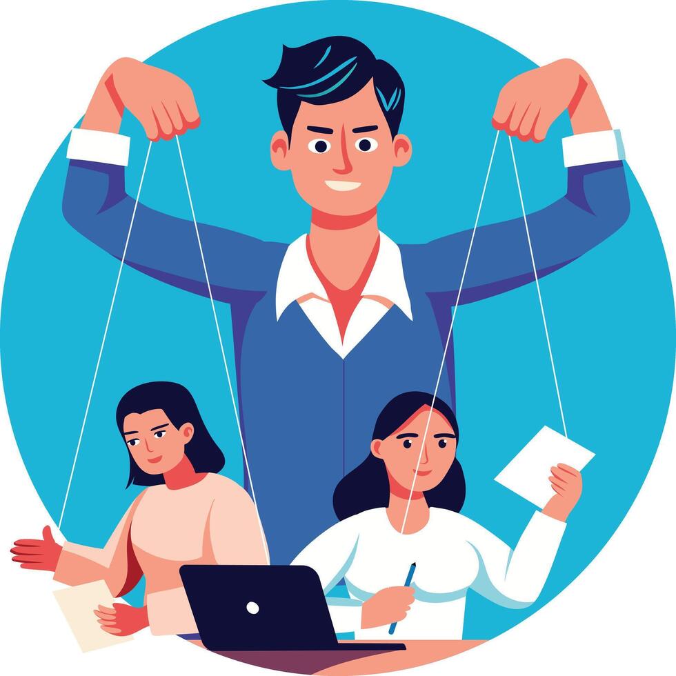 Employee manipulation illustration in flat style vector