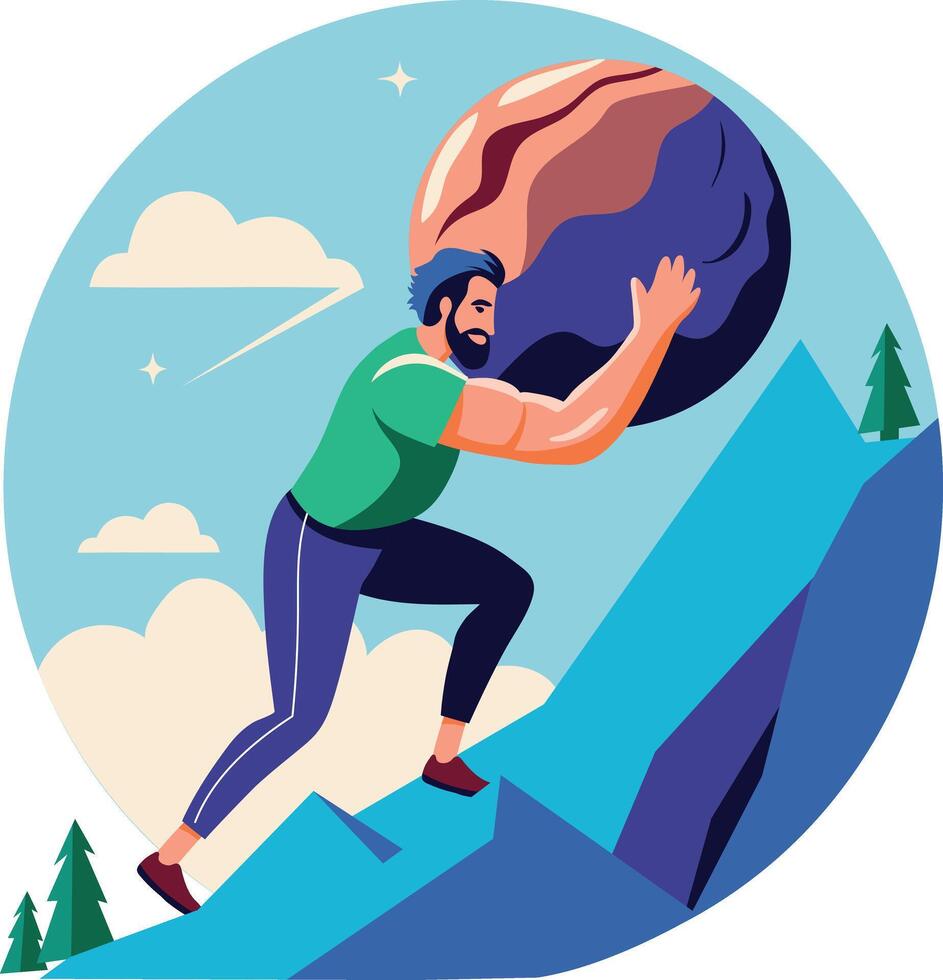 A man doing struggle illustration in flat style vector