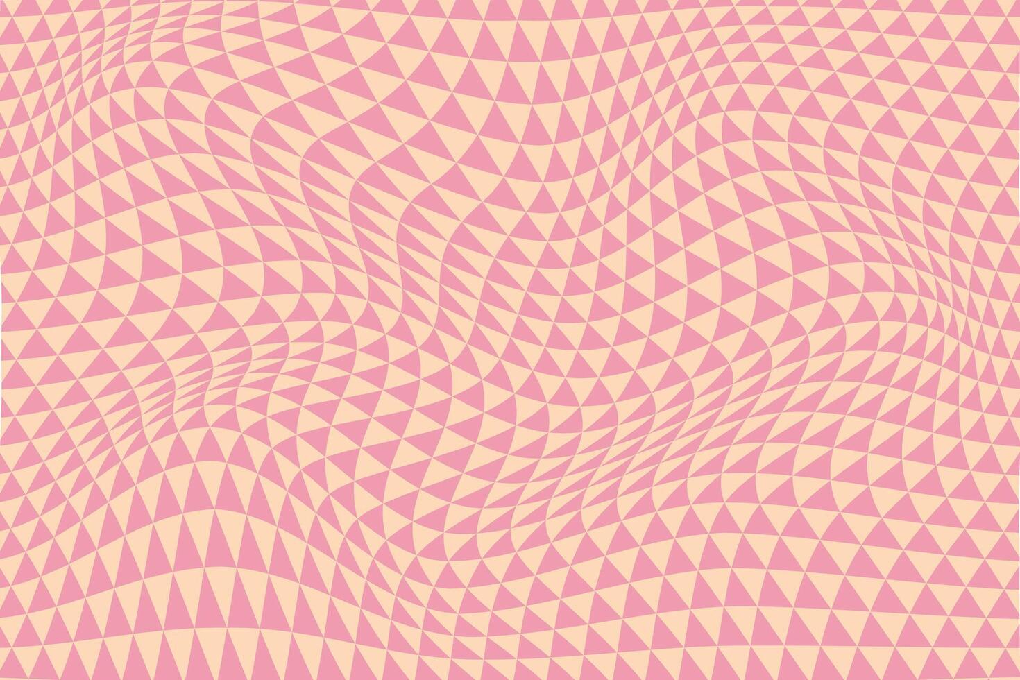 simple abstract lite cream color creative small triangle wavy distort pattern on lite pink color background pink geometric pattern on a beige background vector