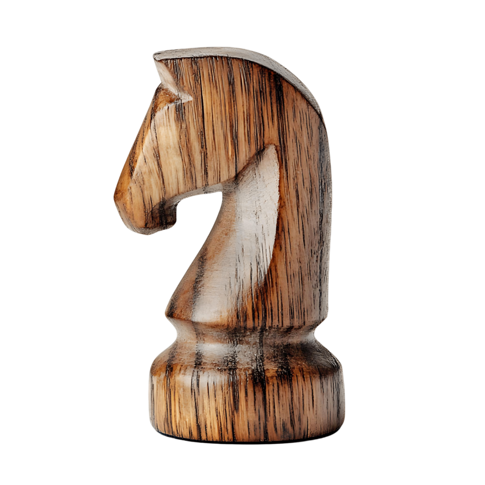 Intricately Carved Wooden Chess Knight Piece png