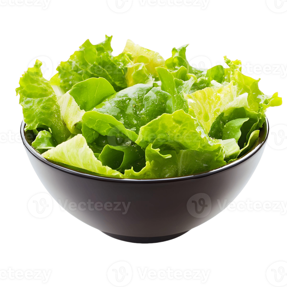 A bowl of green lettuce is sitting on a white background png