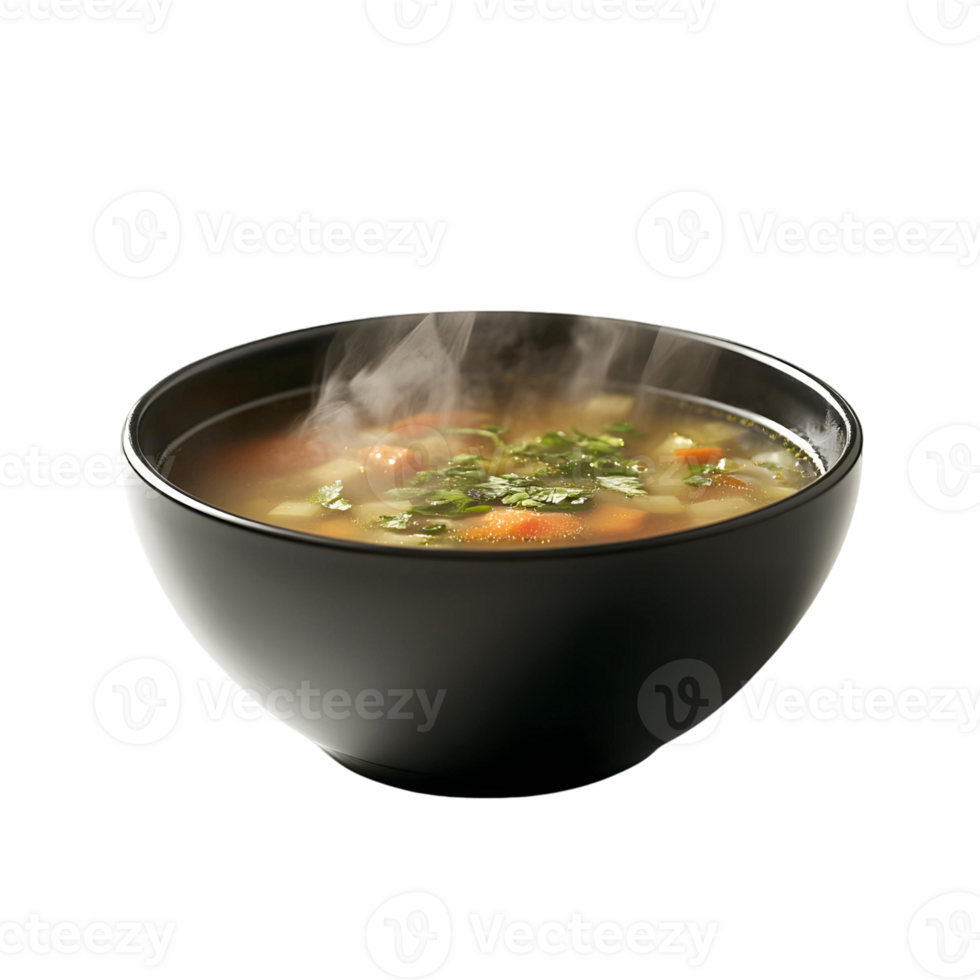 A bowl of soup with steam rising from it png