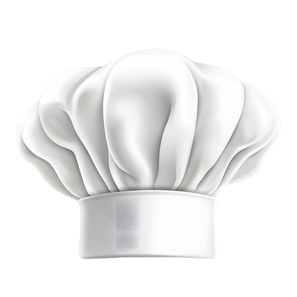 A white chef's hat with a white cloth on top png