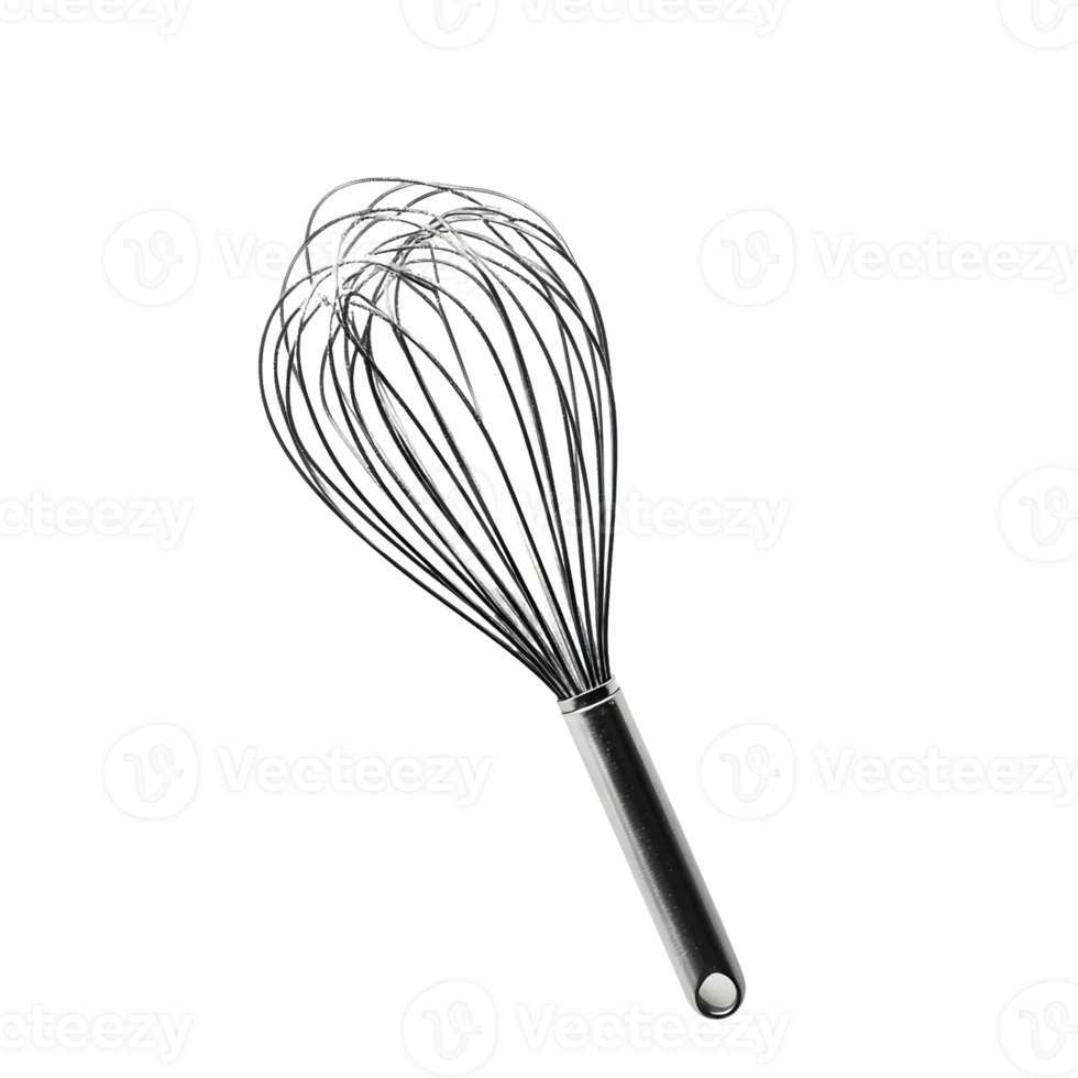 A whisk is shown in a close up on a white background png
