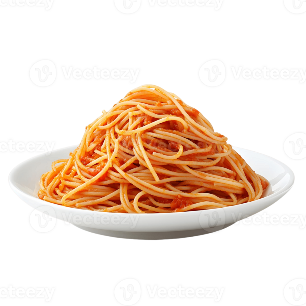 A plate of spaghetti with red sauce on top png