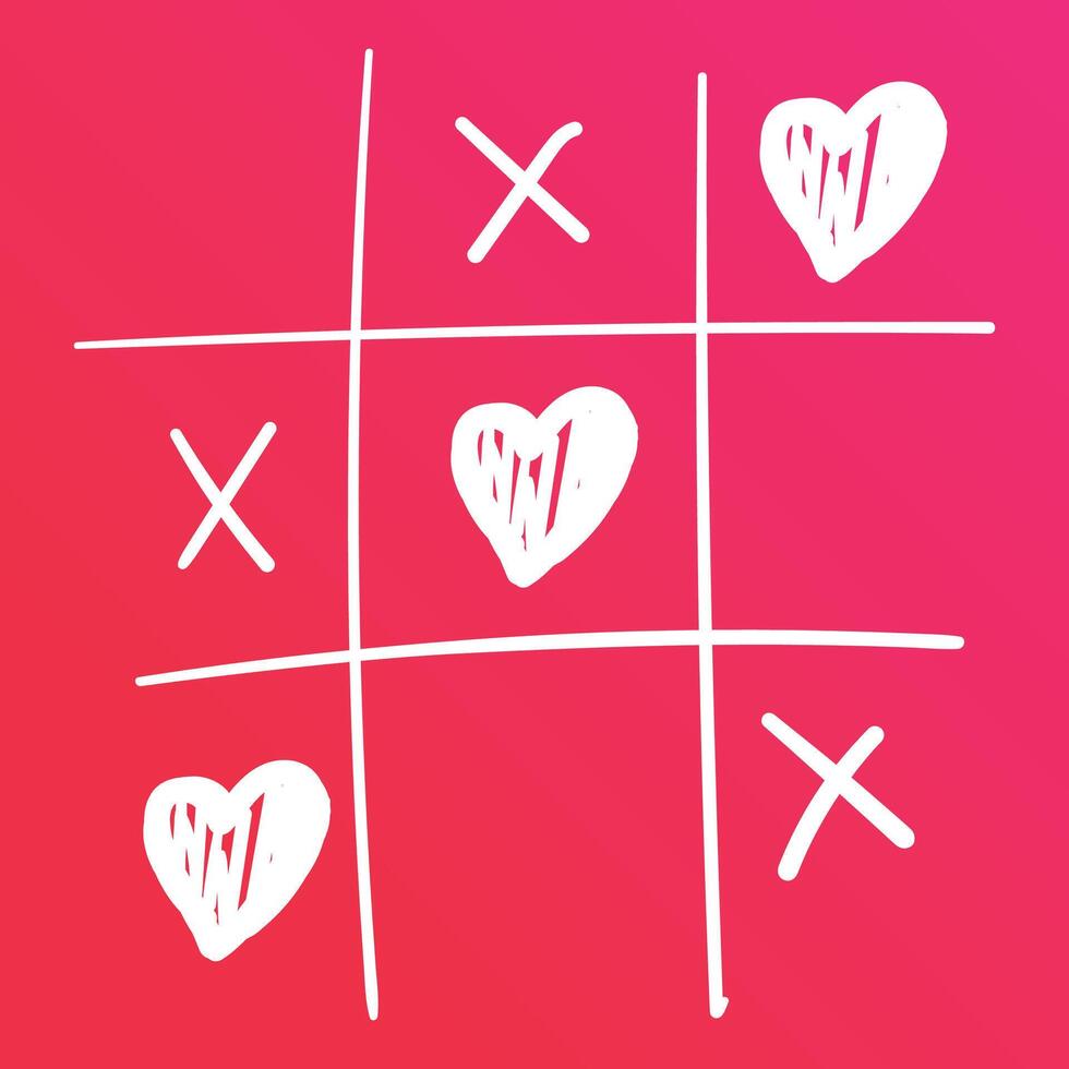 Tic Tac Toe Game with Hearts on Pink Background vector