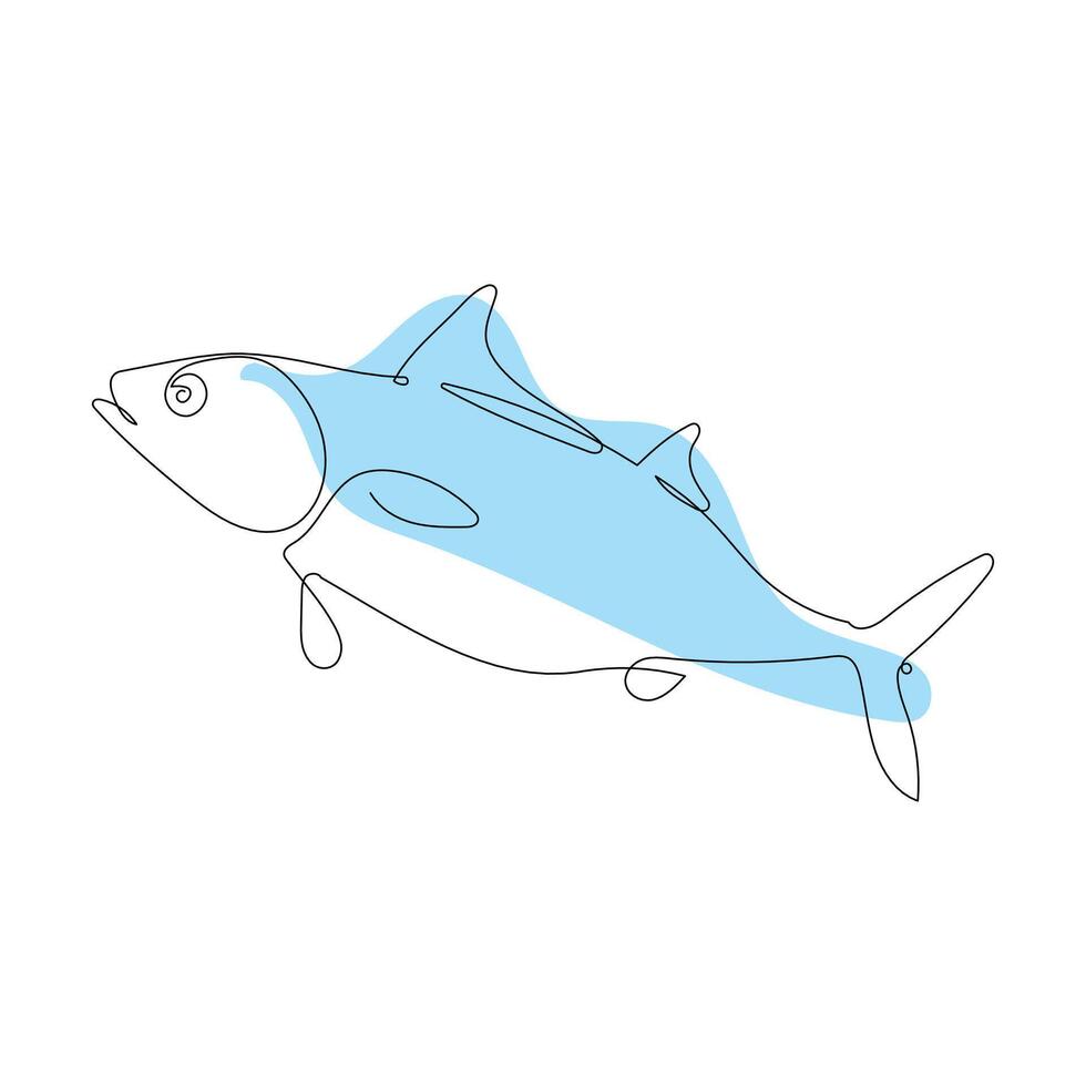 Minimalistic line drawing of a fish with a yellow and white color scheme. vector