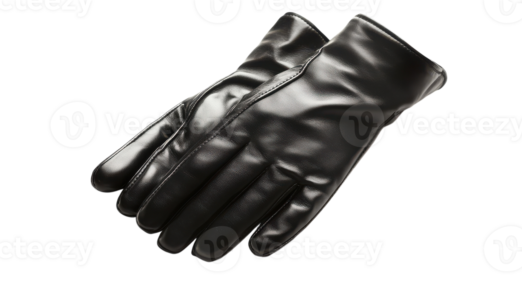 Stylish Black Leather Gloves on a White Background Perfect for Fashion, Winter Wear, and Accessories Promotion. png