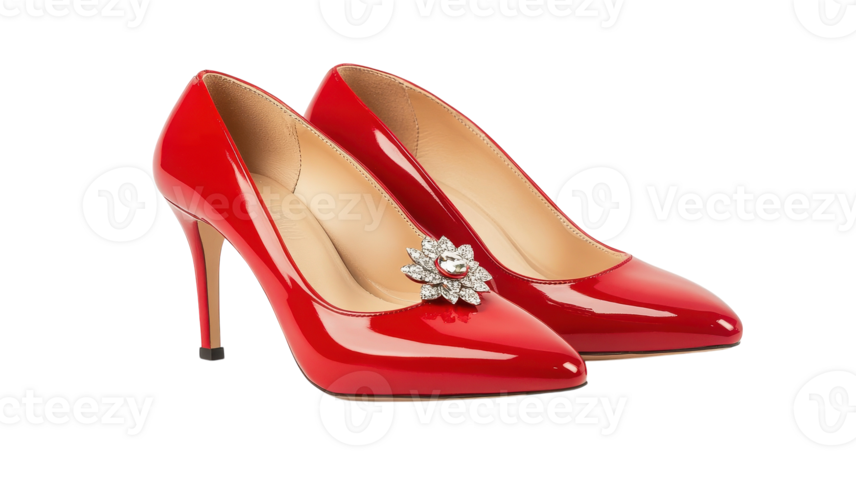 A Captivating Pair of Stylish Red High Heeled Shoes Perfect for Fashion Enthusiasts and Trendsetters. png