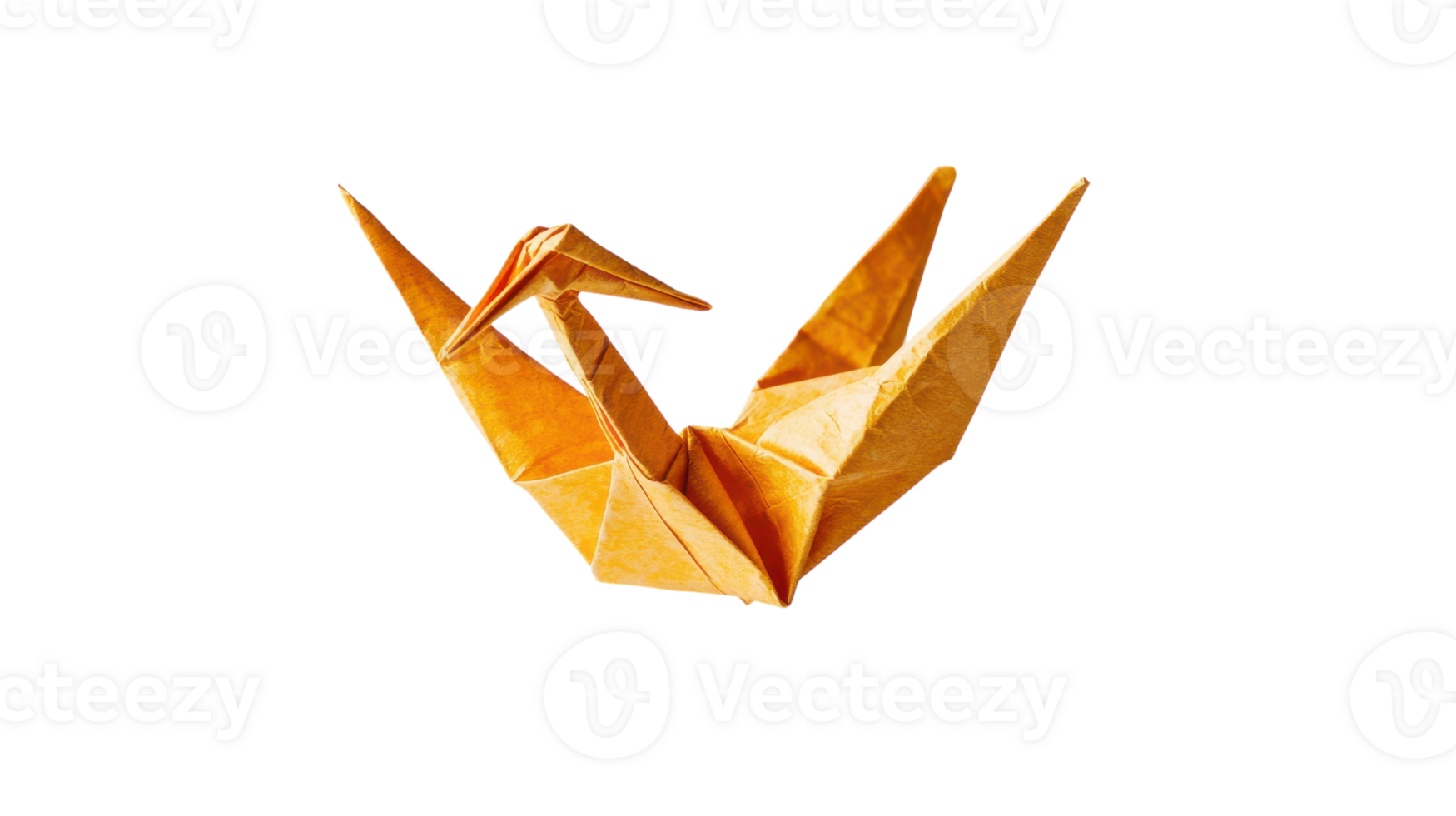 An Exquisite Paper Crane Origami Displayed Elegantly on a Wooden Surface, Perfect for Educational Materials, Arts and Crafts Demonstrations, and Cultural Workshops. png