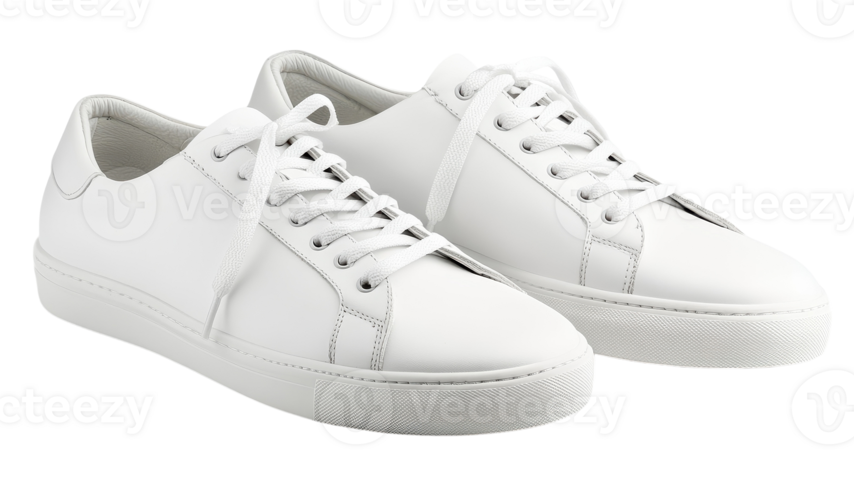 Stylish and Versatile Pair of White Sneakers with Clean Laces Perfect for Fashion or Daily Use. png