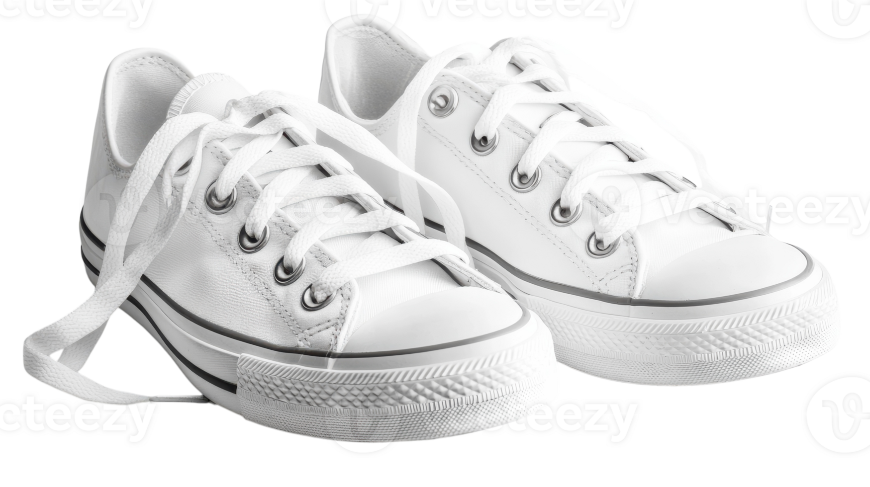 A Pair of White Sneakers with Clean Laces Perfect for Fashion and Lifestyle Photography or Product Showcases. png