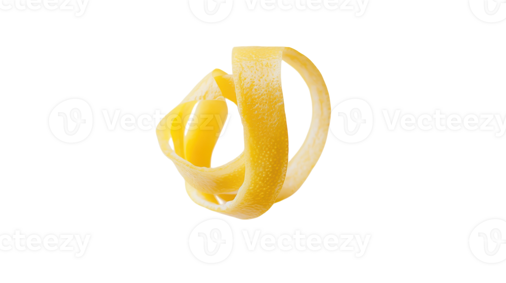 Close-Up of Curled Lemon Zest on a White Background, Perfect for Culinary and Food Photography Needs. png