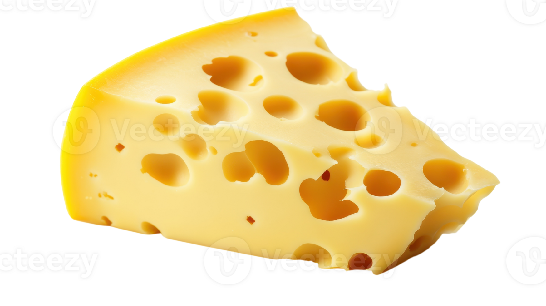 A Close-Up View of Swiss Cheese Featuring Unique Holes on a White Background Perfect for Culinary and Food-Related Designs. png