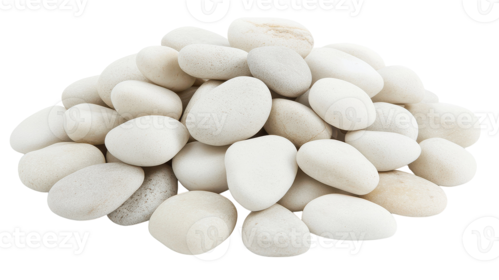 A Serene Composition of Smooth White Pebbles Stacked Neatly for Relaxing Design Projects and Tranquil Decorative Uses. png