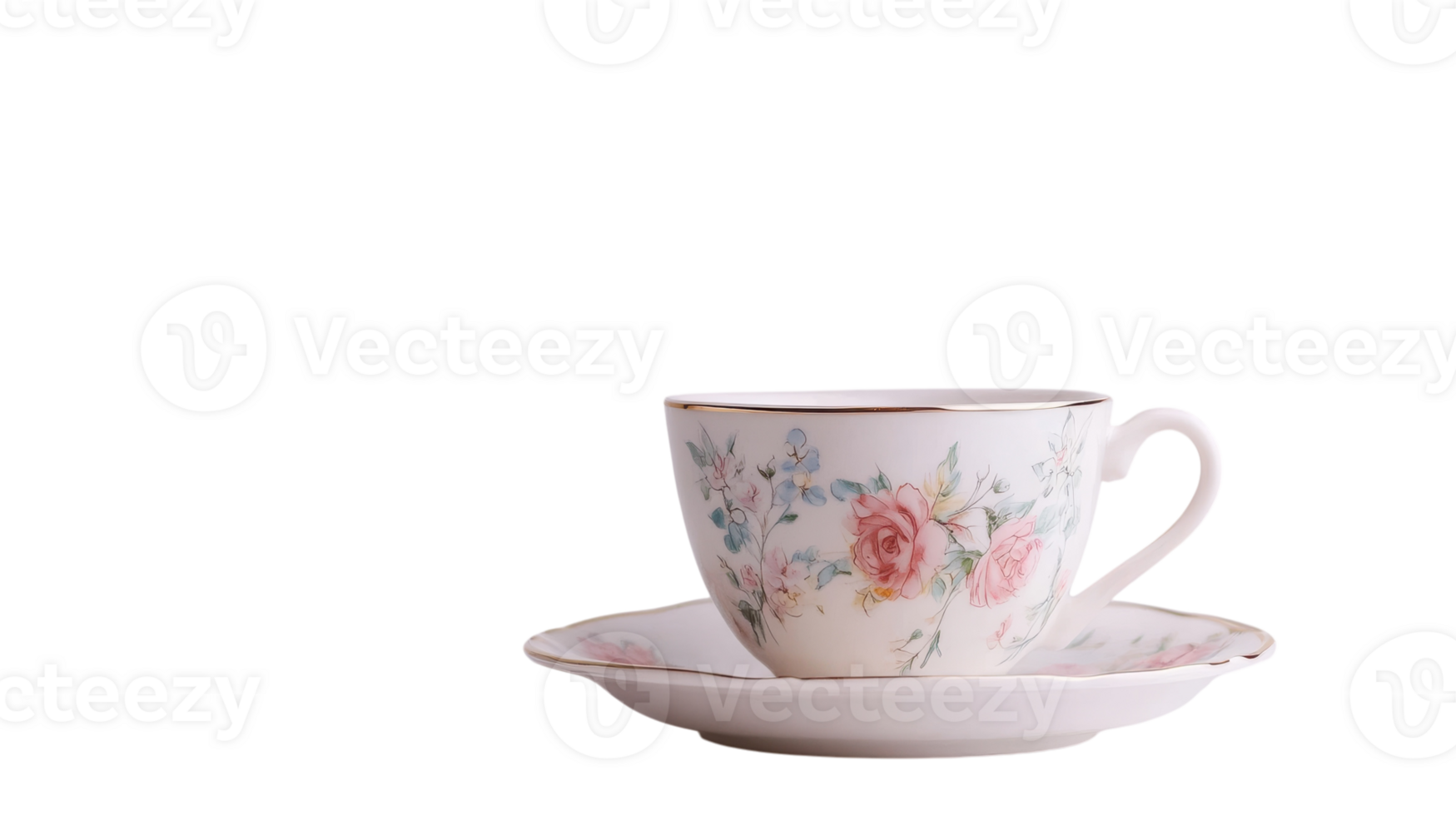 Elegant Porcelain Teacup Featuring a Beautiful Floral Design, Perfect for Afternoon Tea or Special Occasions. png