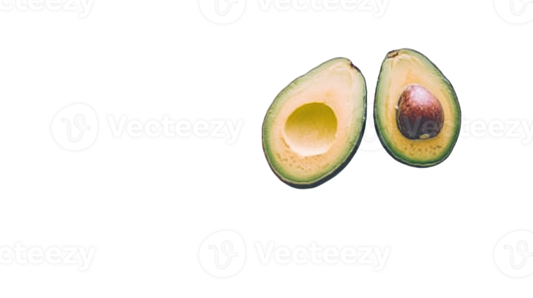 Ripe Avocado Halved to Reveal Pit, Perfect for Cooking and Healthy Eating Visuals. png