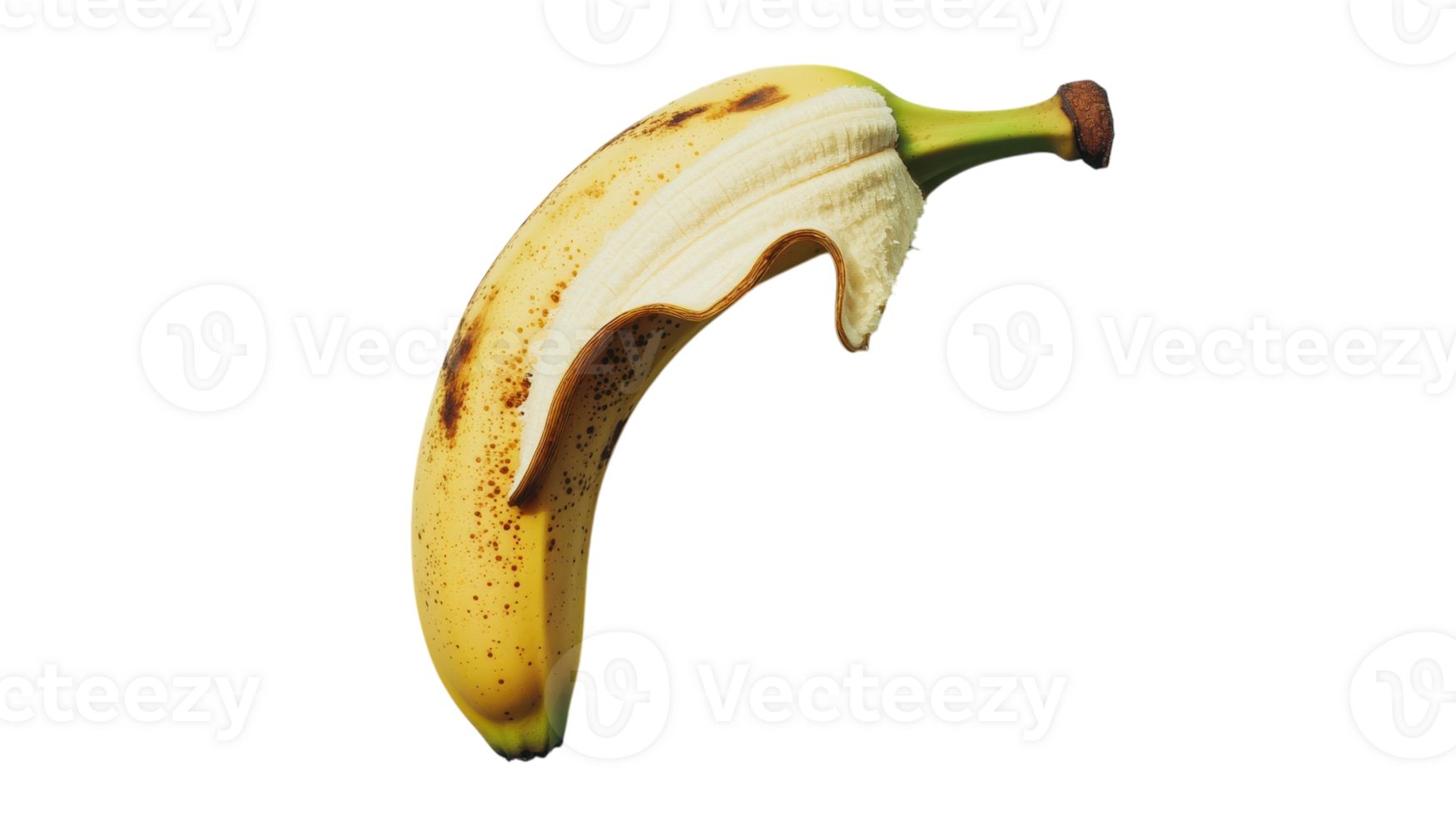 A Ripe Banana with a Peeled Back Section Perfect for Healthy Snack Ideas and Nutritional Illustrations. png
